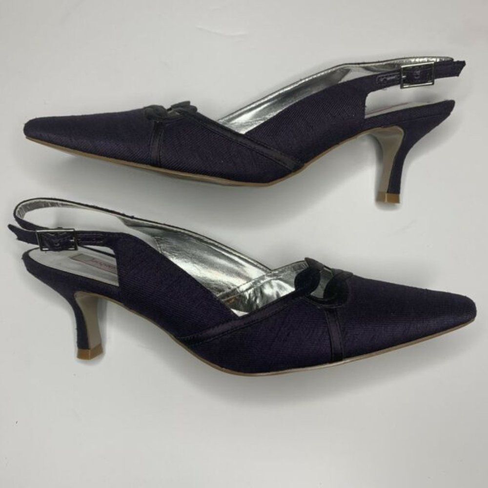 Jacques Vert Dark Purple Pointed Toe Slingback Ki… - image 6
